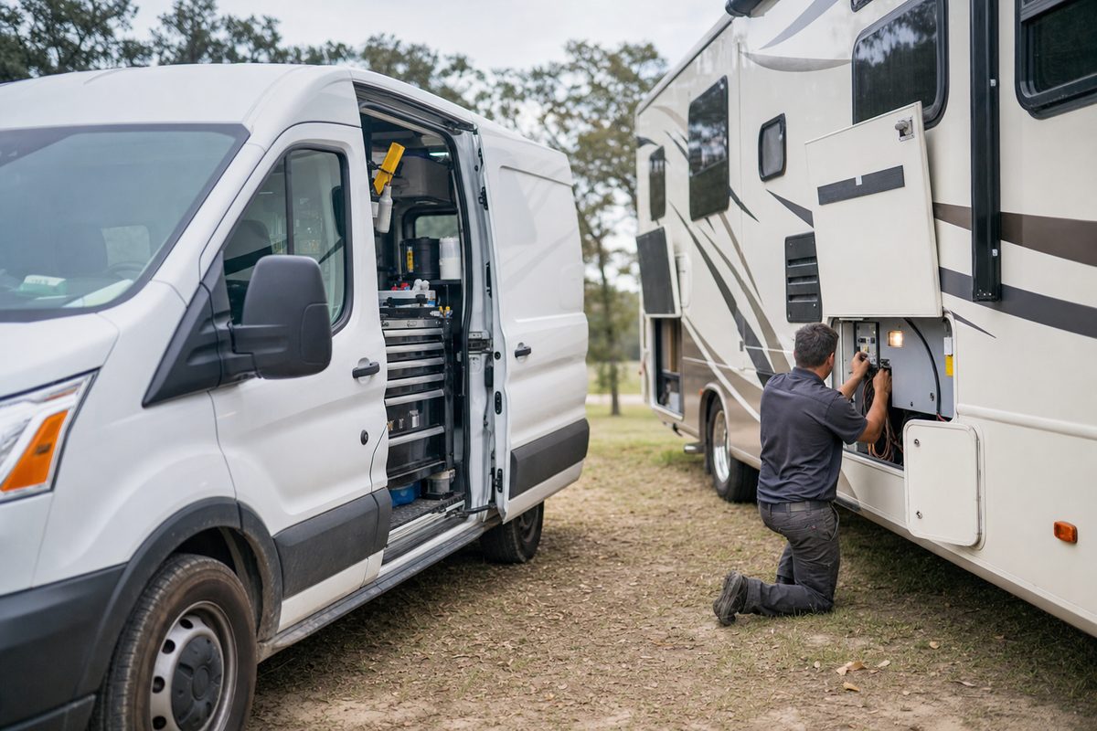RV Repair Source service van on a job
