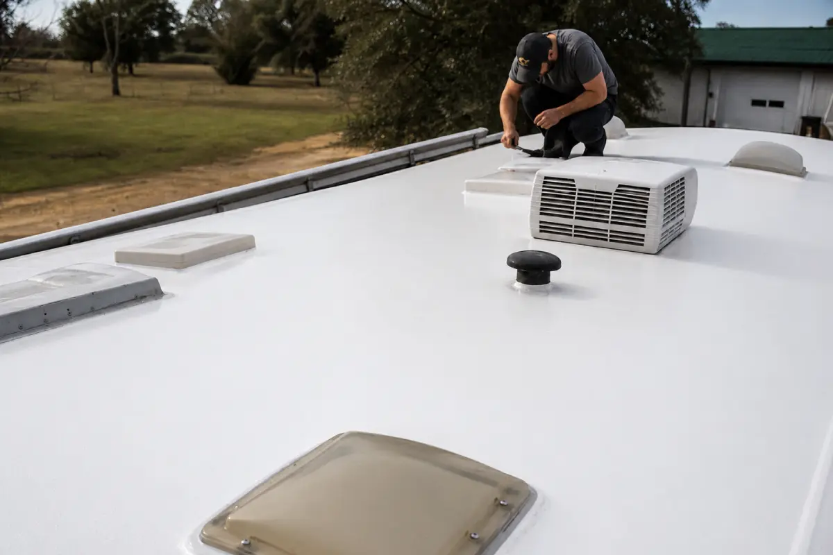 Forever Roof Coating mid-application
