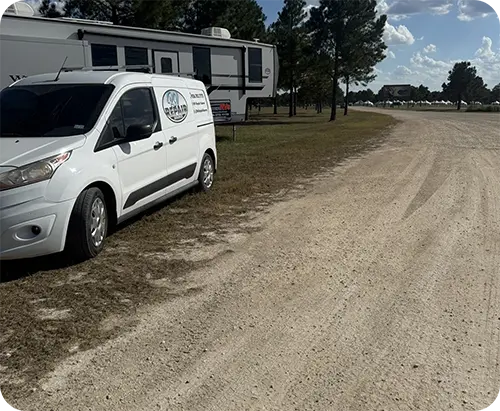 Technician inspecting an RV roof