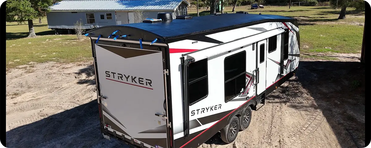 Finished detailing on a motorhome exterior