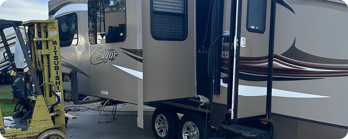 Finished detailing on a motorhome exterior