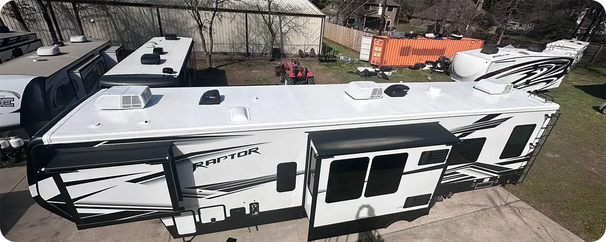 Finished detailing on a motorhome exterior